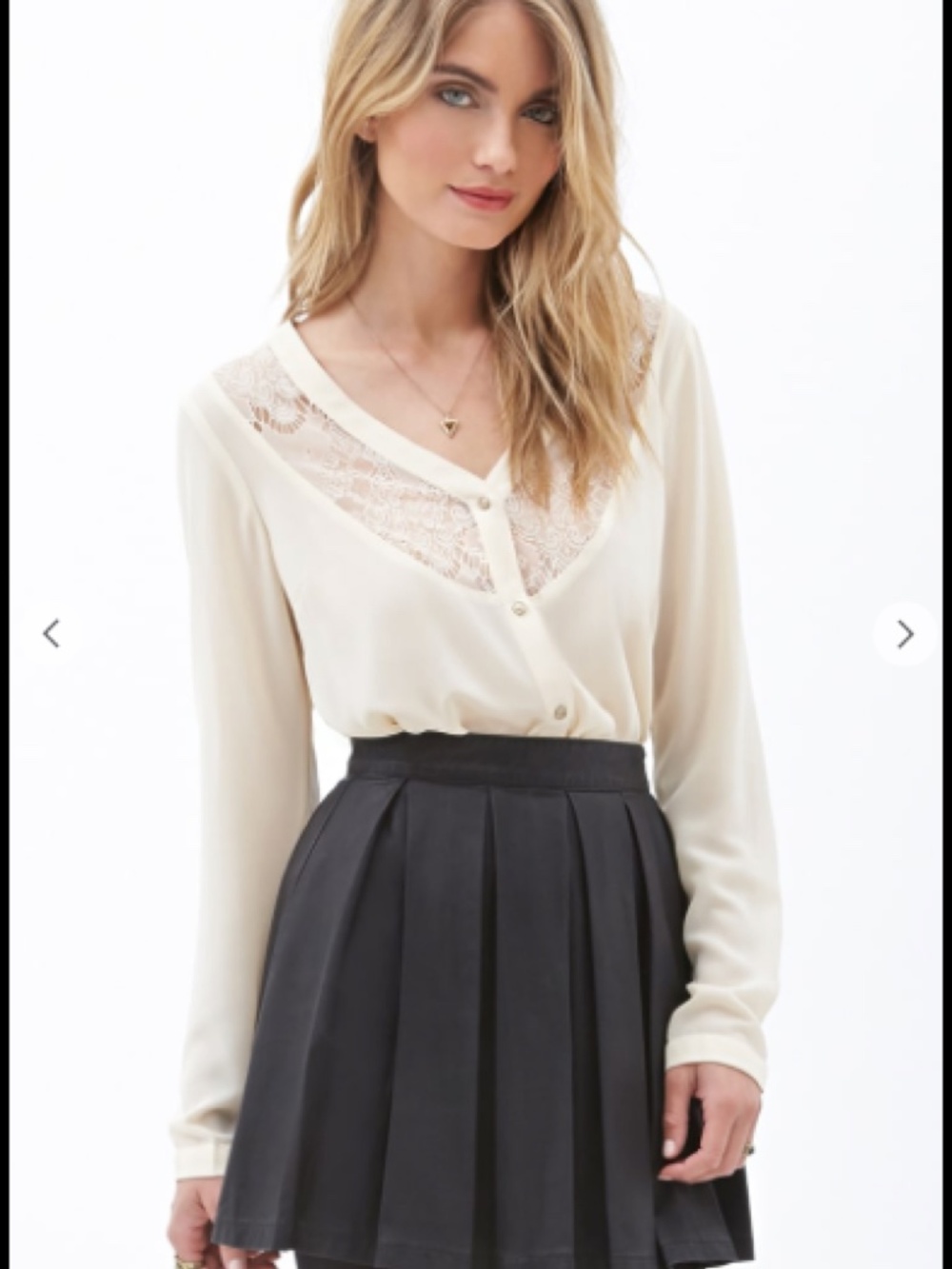 Victorian Lace Insert Blouse NEW S Cream V-neck Button-up Chiffon Long Sleeve